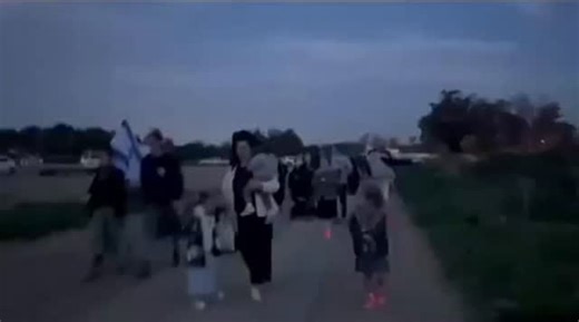 Mothers Against Genocide on Instagram: "Circulating footage shows Israeli settlers marching along with their children, some in strollers, towards the Gaza border, expressing intentions to establish colonial settlements on the ruins left by the ongoing genocide."