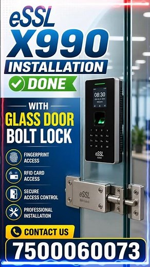 eSSL X990 Installation with Glass Door Bolt Lock | Fingerprint Access Control System #biometric