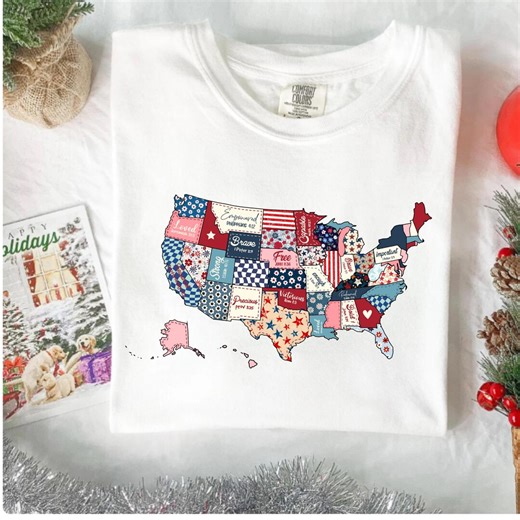 Comfort Colors America Map T-shirt, Retro USA, Bible Verse - Etsy