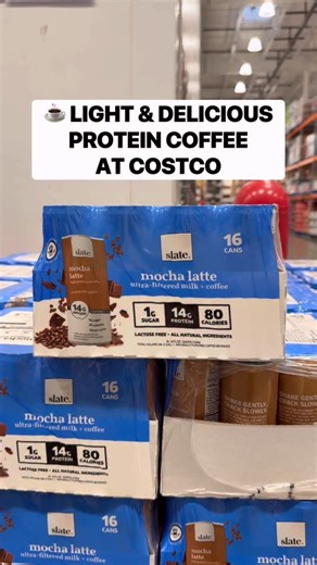 😍 Slate Mocha Latte Protein Iced Coffee just launched at Costco and it’s easily my new, upgraded morning coffee! Enjoy that mocha coffee shop taste with WAY better macros 🙌🏼 Each can has 14g protein, 80 calories, and only 1g sugar…so it’s an easy grab when you want caffeine and protein to actually keep you going! 😋 It’s lactose free and made with real, ultra-filtered milk, plus the mocha flavor is smooth and light (not overly sweet!) 🤎 I love this for busy mornings on-the-go, an afternoon p