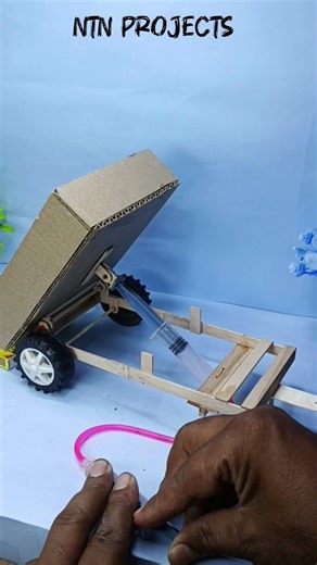 DIY ⚡ Hydraulic Dumping Trolley 🔌⚡ #schoolproject #shorts #ideas#hacks #simple #diy#new#experiment