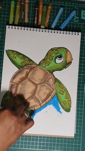 How to draw a green turtle using crayons on paper #speeddrawing #howtodraw #draw #picture #turtle #art | Iqbal Abdurrachman