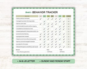 Editable Daily Teen Behavior Tracker, Positive Behavior Checklist, Reward Incentive System Consequence Chart, Weekly Habit Tracker Checklist - Etsy