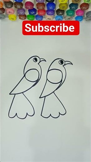 How to Draw Two Birds Step by Step with 6 6 |Beautiful Love Birds Drawing #shorts #birds #viral