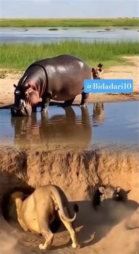 Brutal Hippo Attack! Lions and Tigers Sent Flying" #animals