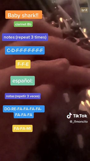 Baby Shark Song on Clarinet Bb: Tutorial, Notes, and Instrumental