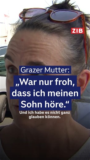 „Hat sich im Garten versteckt“: Die Mutter eines Grazer Schülers berichtet von den Ereignissen des Amoklaufs. Ihr Sohn habe sie angerufen und erzählt, was in der Schule passiert sei. Nach der Tat am BORG Dreierschützengasse in Graz wurden neun Todesopfer bestätigt. (SST) | Zeit im Bild