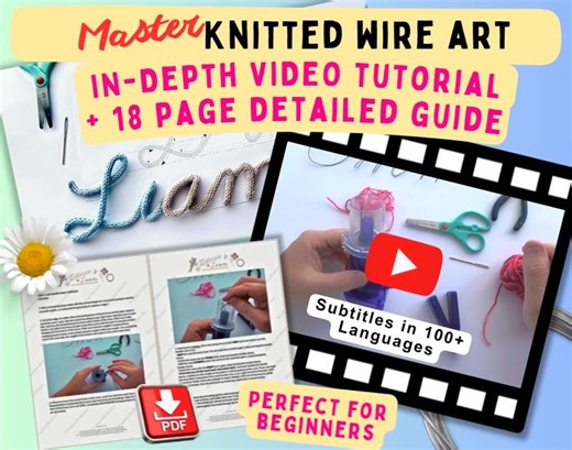 Knitted Wire Art Tutorial – Full Step-by-step Video Guide + 18 Page Instruction Manual | Tricotin Wire Letter Tutorial | Learn Wire Word Art - Etsy UK