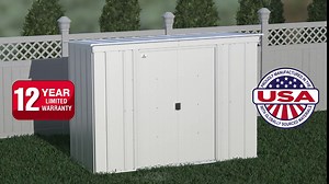 Arrow Classic Steel Storage Shed, 8x4, Flute Grey