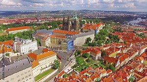 Area Lesser Town of Prague, near the church Saint Vitus, Ventseslaus and Adalbert. Czech Republic. Stock Video
