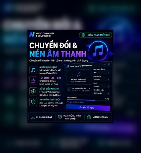 🎵 Chuyển đổi, nén và tách âm thanh ngay trên trình duyệt