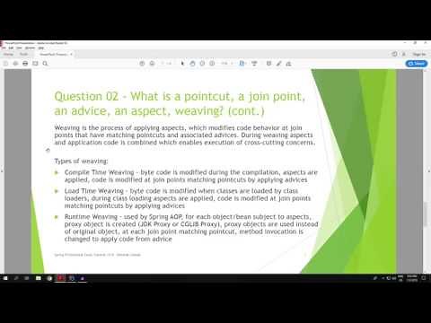 What is a pointcut, a join point, an advice, an aspect, weaving?