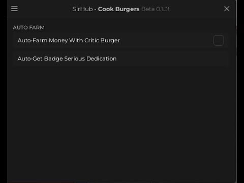 Cook Burgers Roblox Script SirHub (Auto-Farm, Auto-Buy and etc)