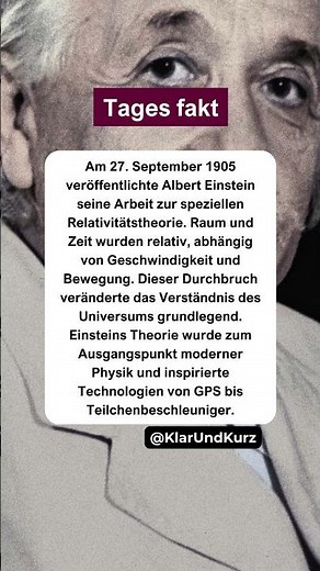 Einsteins Relativität – 1905 #tagesfakt