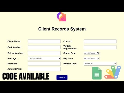 CLIENT RECORDS SYSTEM WEB APP | HTML FORM DATA TO GOOGLE SHEET | R33