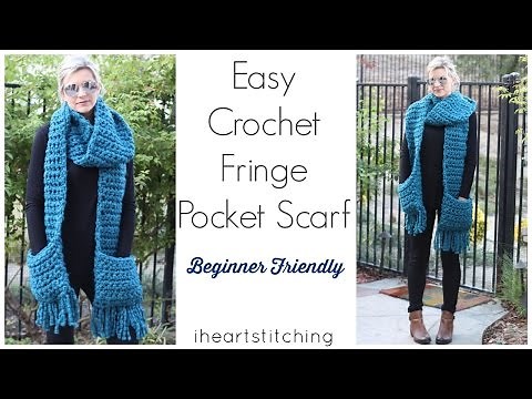 Easy Crochet Pocket Fringe Scarf
