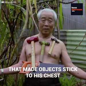 The "Magnetic Man" was a celebrity in Taiwan for being able to stick anything to his chest, including mirrors and irons. It was a new "miracle" that science couldn’t explain. Until James Randi arrived. Randi is skeptical of these kinds of phenomenons and is determined to expose the truth behind alleged "superhumans". What did he do? Something very simple: he put a "special" powder on the Magnetic Man’s body, which turned out to be his kryptonite. | Boys playroom