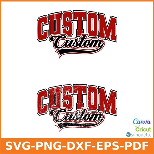 Custom Team Name Varsity Svg,vintage College Sports Text Design,team Logo Png Dxf Eps Pdf,school University Mascot Shirt Design,cricut File - Etsy