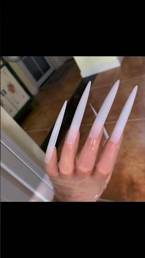 Made this super long sharp nails in my transparent super thin latex gloves.