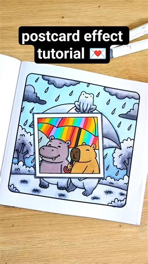 Postcard effect tutorial 💌💥 #trending #coloringbook #tutorial #challenge #creative #drawing