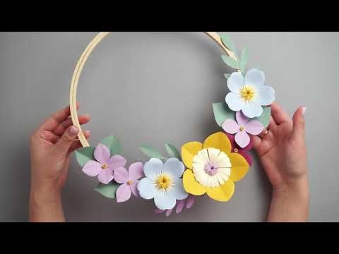 Paper Flower Wreath Tutorial + Free SVG, DXF, PDF Templates