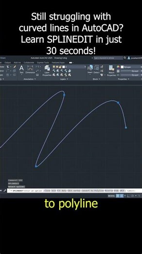 AutoCAD SPLINEDIT Command in 30 Seconds! Edit Curves Like a Pro 🚀#autocad #autocadtips #viralreels