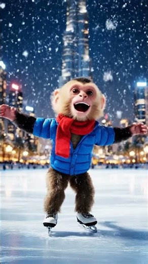 Skating Monkey Gets the Ultimate Winter Burger! (Dubai Ice Rink Fun)