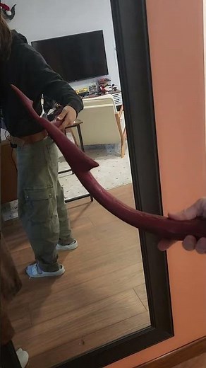 DIY tiefling cosplay tail made with rubber and foam core