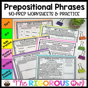 Prepositions and Prepositional Phrases Worksheets, Practice & Activities Grammar