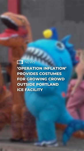 From frogs to raccoons to unicorns, protesters near the Portland ICE facility are finding new ways to use their voices, but with inflatable costumes. Find the full story on the FOX 12 app. | FOX 12 Oregon
