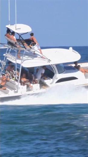 Watch the guy up top! Captain rips this Valhalla hard around the south jetty #travel #fun #party