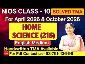 NIOS Class 10 Home Science Solved TMA 2025-26 English Medium | NIOS Assignment Solution 2025-26