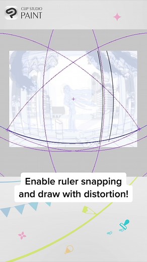 In Ver. 2.0 Fisheye perspectives can now be applied to the canvas with the perspective ruler. You can use this setting from the Tool Property palette or Layer menu > Ruler/Frame > Create perspective ruler > Fisheye perspective on the Tool Property palette. Create dramatic perspective drawings easily! #perspectivedrawings #perspectivematters #fisheyelens #clipstudiopaint #digitalartist #digitalpainting