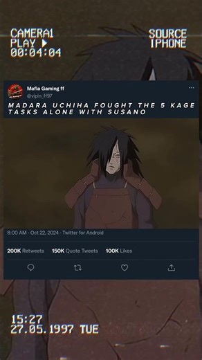 madara Uchiha vs 5 Kage fight ☠️ madara very dangerous re animated shinobi #anime #naruto #madara