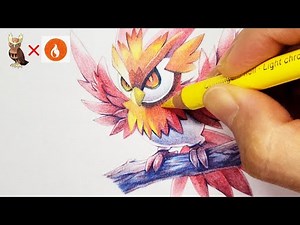 I want to try the fire type Noctowl in 3 colors! Pokemon coloring book