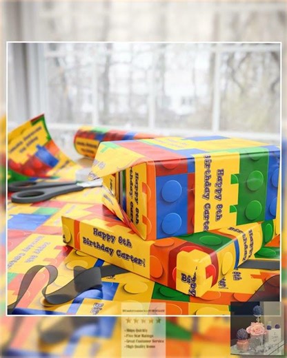 Personalized Building Block Wrapping Paper: Custom Name Gift Wrap