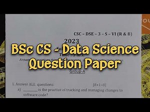 Data Science Question Paper BSc Computer Science Semester Exams #datascience #dowithme