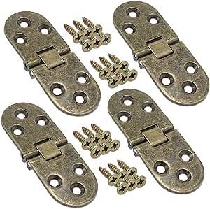 Heavy Duty Flip Top Hinge 4-Pack, 3.1"x1.2" Zinc Alloy Bronze Butler Tray Hinges, Folding Table Hinges Ideal for Folding Tables, Doors, Sewing Machines, Includes 24 Mounting Screws