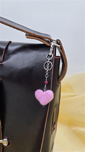 Pink Heart Bag Charm, Wool Needle Felted Keychain - Etsy