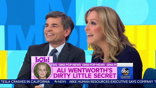 358K views · 4K reactions | Actress & best-selling author Ali Wentworth, making husband George blush at the desk! Lara brought us a very special Pop News this morning! ❤️ | Good Morning America | Facebook