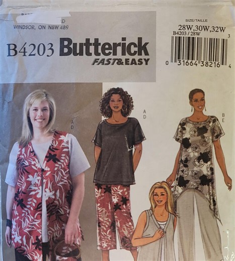 Plus Size Top Pants Sewing Pattern – Butterick B4203 Set, 28W-32W, PRE-CUT COMPLETE - Etsy Canada
