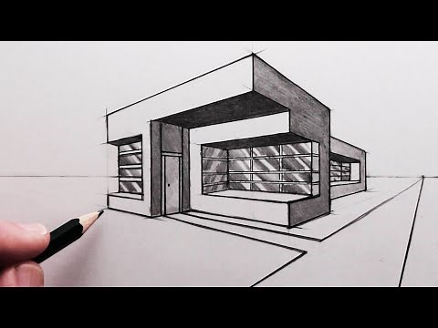 How to Draw a Modern House using Two-Point Perspective: Narrated