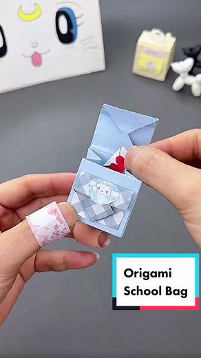 Origami mini school bags #origami #origamibag #origamibags #paperbag #papercraftsforkids #schoolpaper #craftbag #bagorigami #origamitutorial