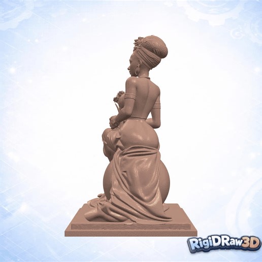 Woman Sitting On World Globe – RDW3D-DT1NY