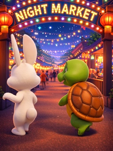 🌟🐰🐢 Turtle Bunny Tales - Night Market Treats 🐢🐰🐢 Rabbit, curious about all the glittering treats at the night market, scamper from one stall to another. Turtl calmly choose their favorite treats one by one. Amidst the colorful lights, the aromas of the treats, and the laughter, they enjoy a warm evening learning to share and enjoy each other's company. #CuteAnimal #TurtleBunny #emotionaljourney #turtlebunnytales #familycartoon #turtleadventure #bunnyadventure #animatedshort #nightmarket #g