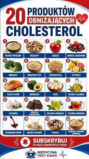 Wysoki cholesterol? Te 20 produktów musisz mieć w kuchni! #cholesterol #zdrowie