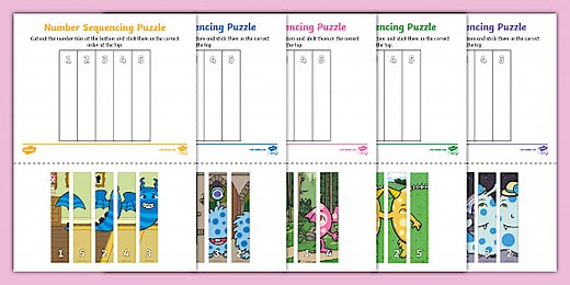 Monster Number Sequencing Puzzles