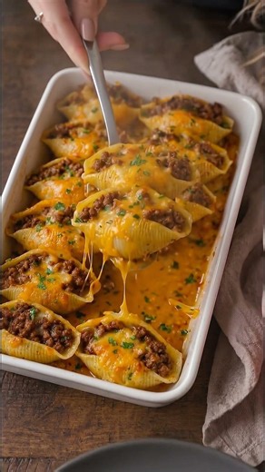 Cheesy Beef Stuffed Shells