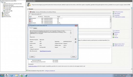 Reparar error VSS: Error del servicio de instantaneas de Volúmen