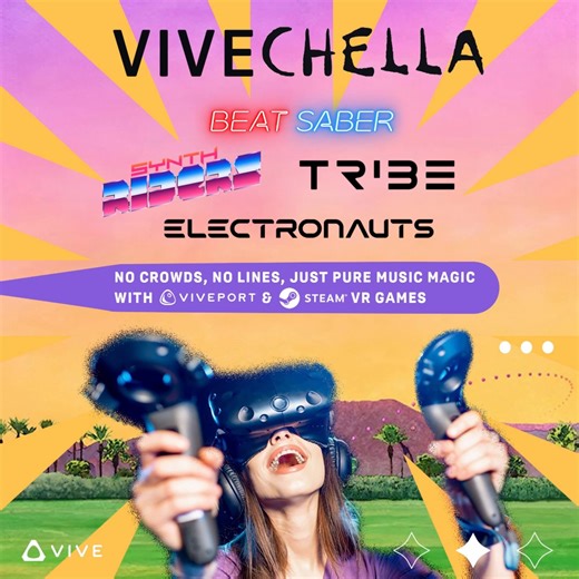 The ultimate festival experience from your own living room! Join us as we break geographical barriers and connect music lovers worldwide. 🎶🌐 Beat Saber: https://htcvive.co/STBSF Synth Riders: https://htcvive.co/VPSRF Tribe: https://htcvive.co/VPTDF Electronaus: https://htcvive.co/STENF #Coachella #MusicFestival #VR #VirtualReality #Steam #VIVEPORT | HTC VIVE
